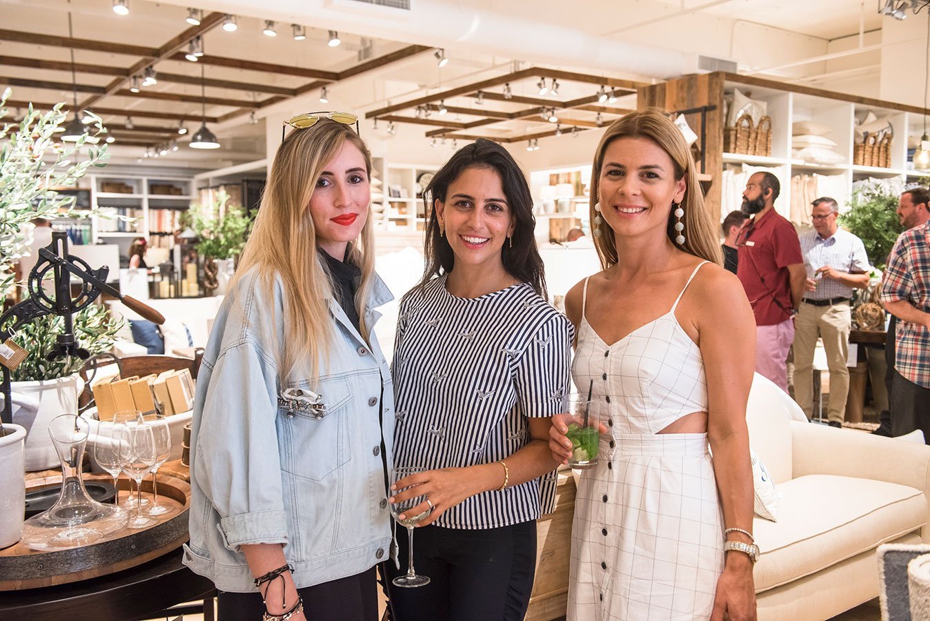 Adriana Epelbaum, Heymama's Ailyn Easyag and Bercu Uygur at the Pottery Barn Lincoln Road Grand Opening Event