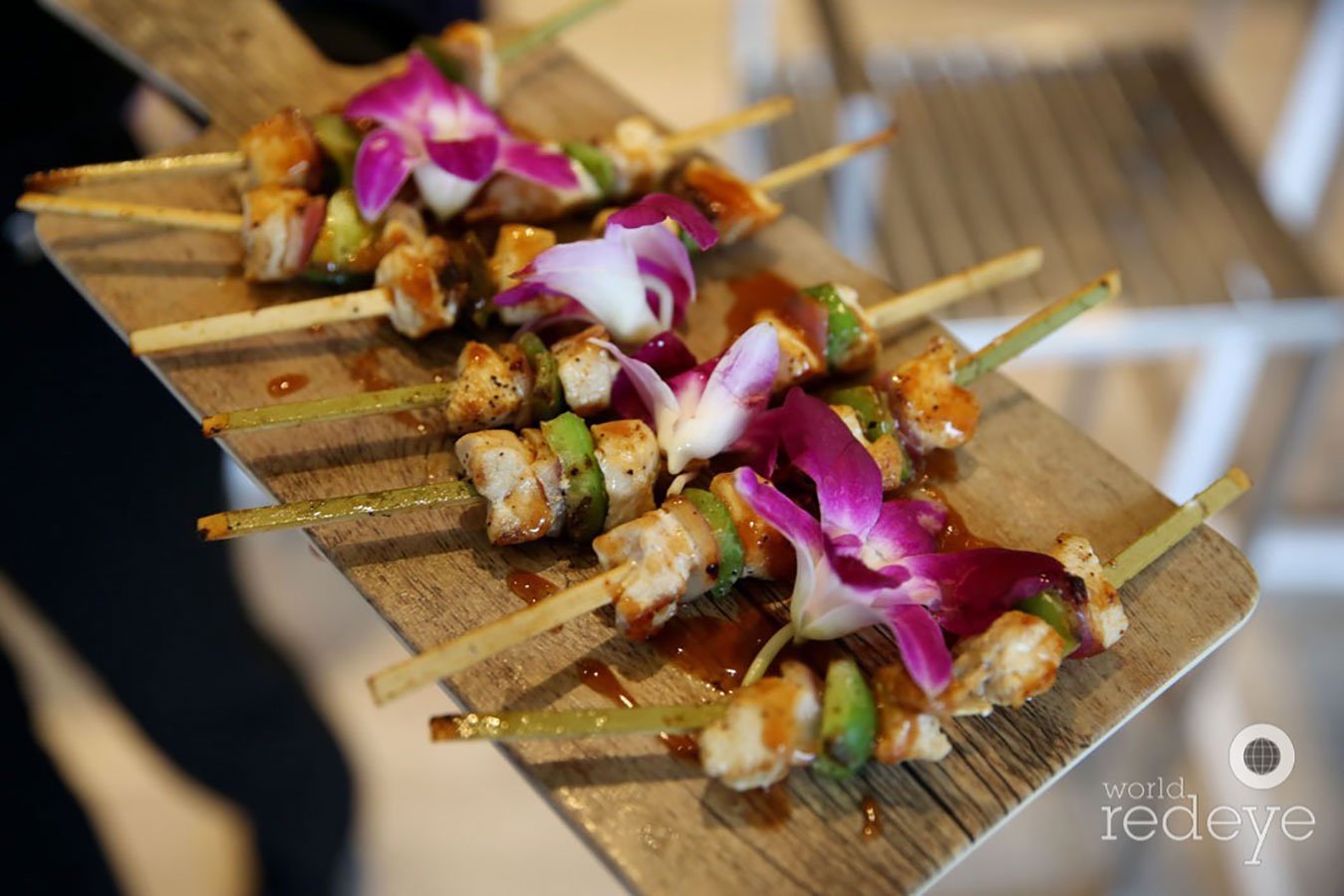 Grilled Chicken Skewer with Tamarind BBQ Sauce | hors d'oeuvres at the Ritz-Carlton Residences Master Broker Forum Dinner