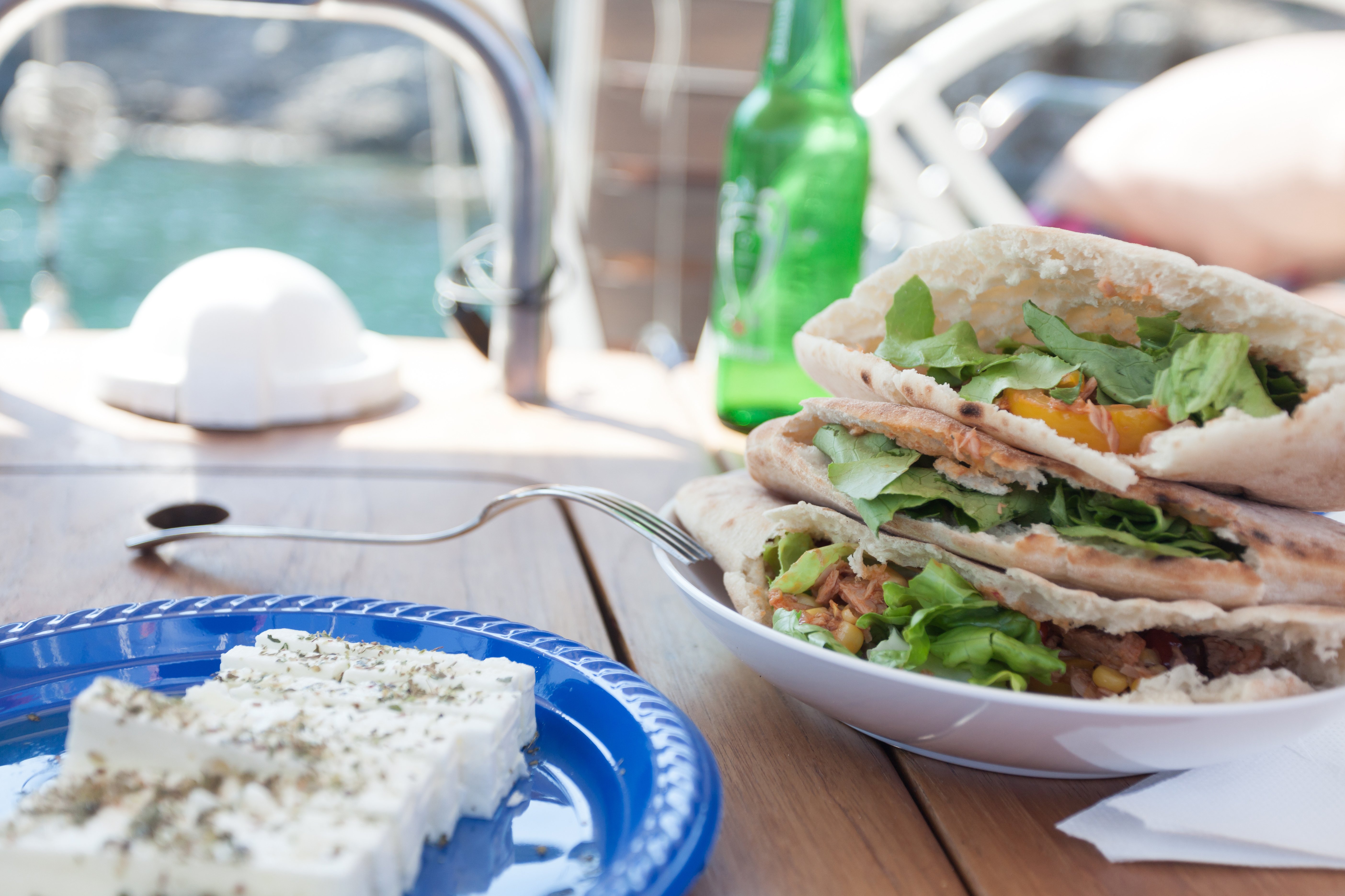 Yacht catering | light lunch of pita sandwiches