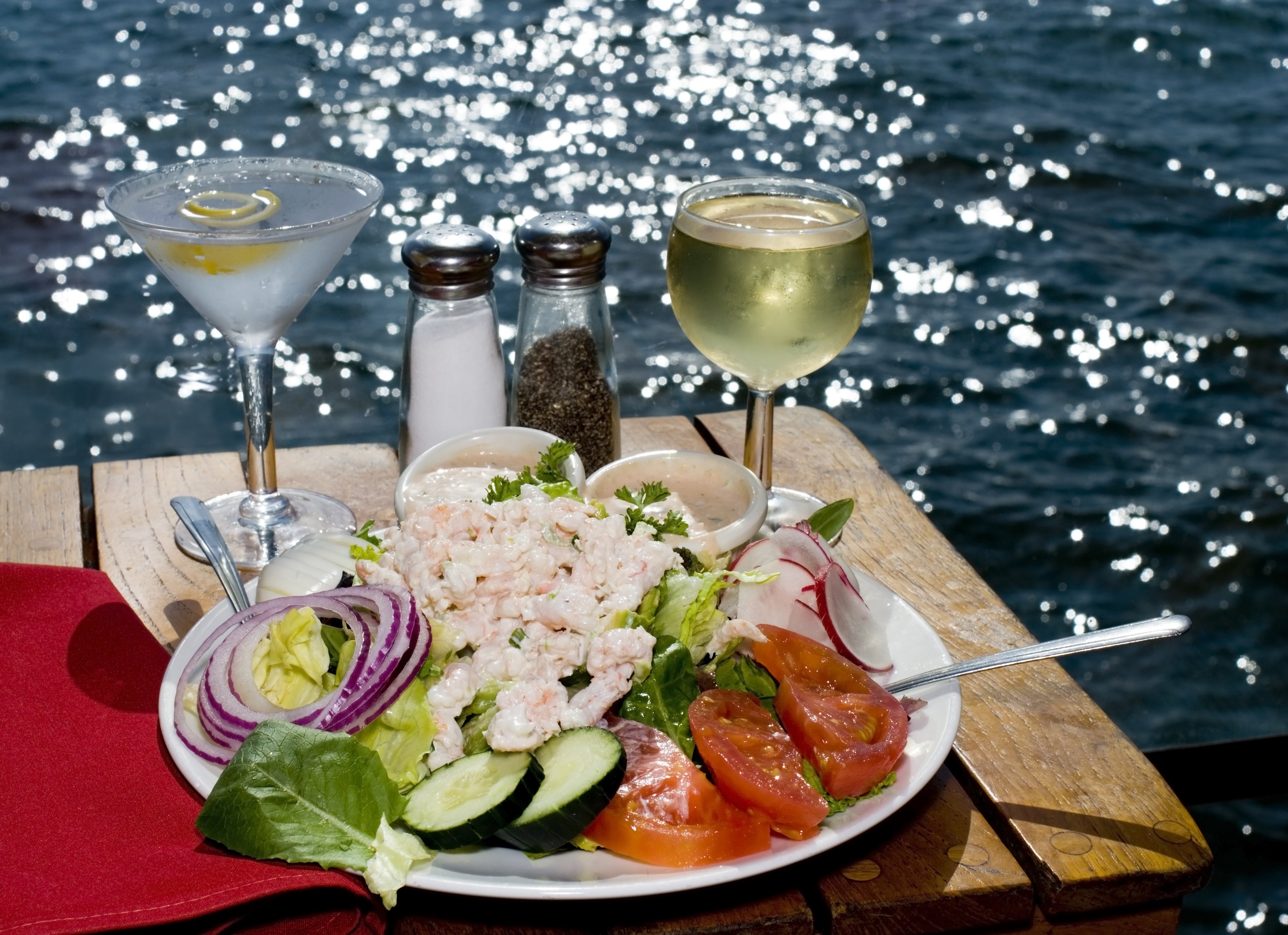 yacht catering | light lunch of shrimp salad