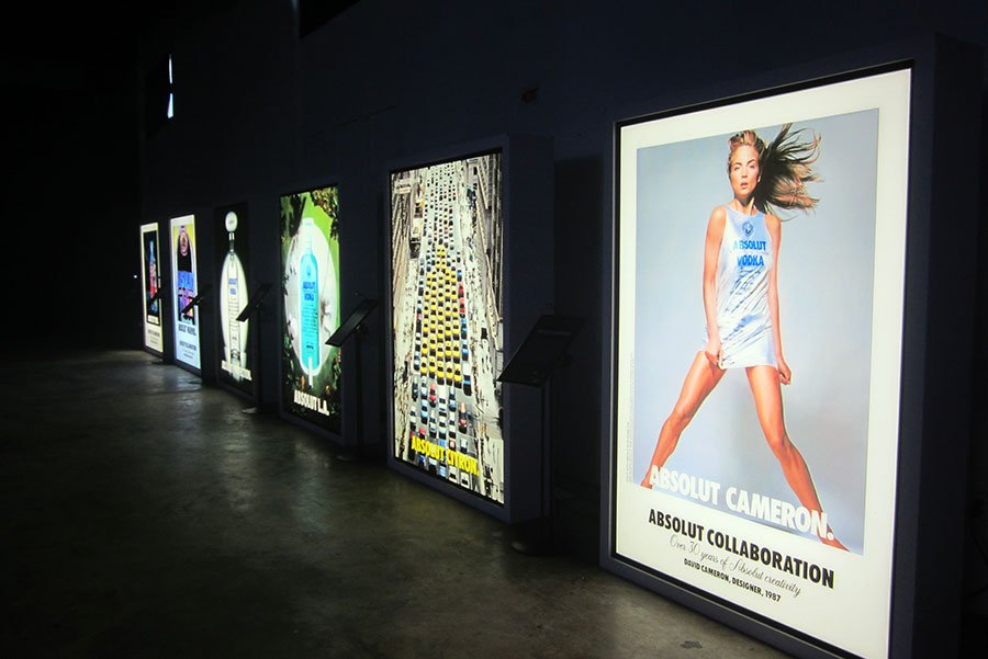 Iconic ads in the Absolut Heritage Hall at Soho Studios party in Wynwood