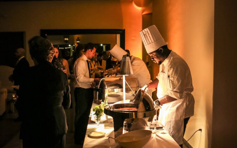 Wedding buffet dinner served in the Billiard Room