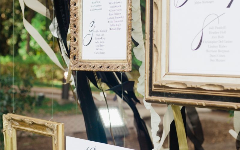 deering estate wedding | Black and Gold wedding | Wedding reception seating chart