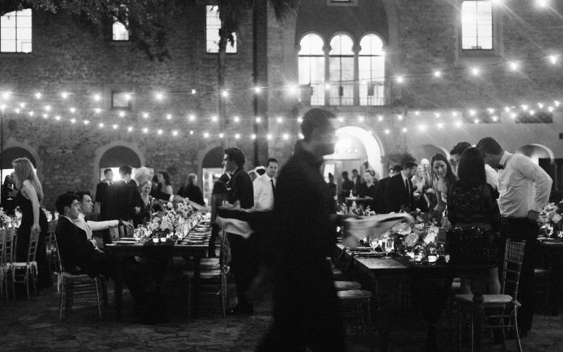 Elegant outdoor wedding reception under the stars