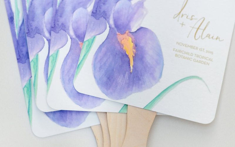 Iris themed wedding favour