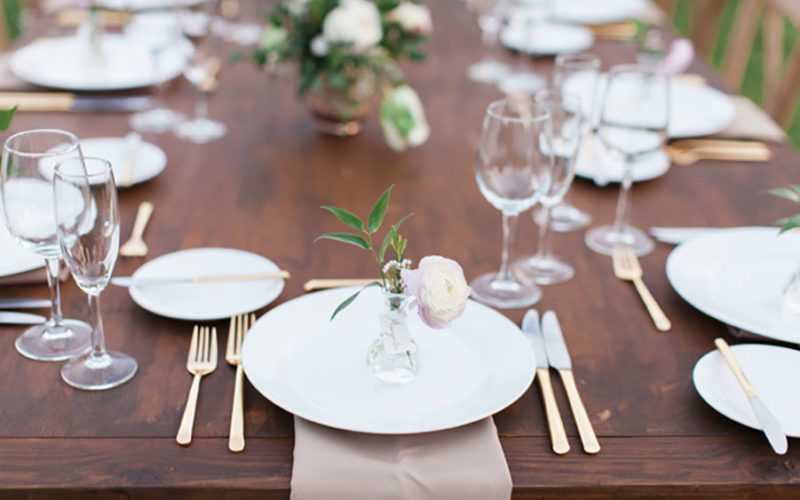 Placesetting for elegant Fairchild Garden wedding
