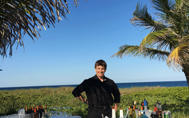 Delray Beach wedding reception bar with a beautiful view of the ocean