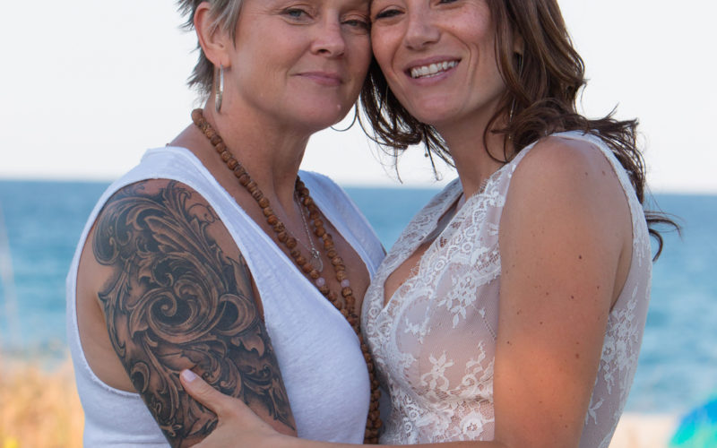Happy brides on the beach at their Delray Beach wedding