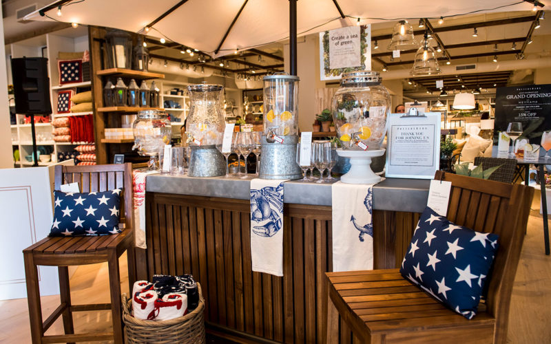 Galvanized beverage dispensers for agua fresca station at the Pottery Barn South Beach Grand Opening Event
