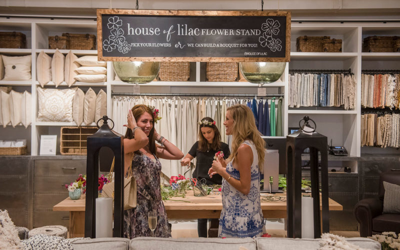 Flower stand at the Pottery Barn South Beach Grand Opening Event