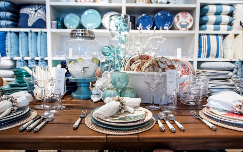 Under the Sea melamine platter and dinnerware on display at the Pottery Barn South Beach Grand Opening Event