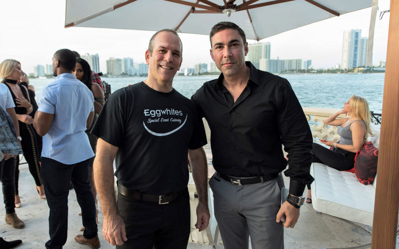 Chef Gary Lampner with Jesus Salas at the Urban Decay Naked Heat launch party on Star Island