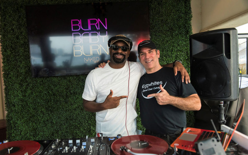 Chef Gary Lampner with the iconic DJ Irie at the Urban Decay Naked Heat Launch Party on Star Island