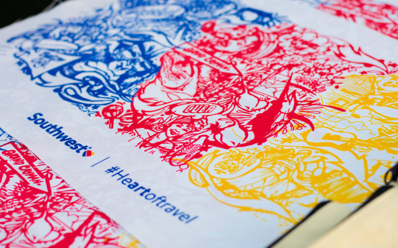 Large format canvas prints of Ruben Ubiera's mural were printed live on site at the Southwest #Heartoftravel event at FATVillage Arts District