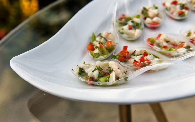 Yellowtail Snapper Ceviche Spoons with Cilantro, Habanero and Lime the Urban Decay Naked Heat product launch on Star Island