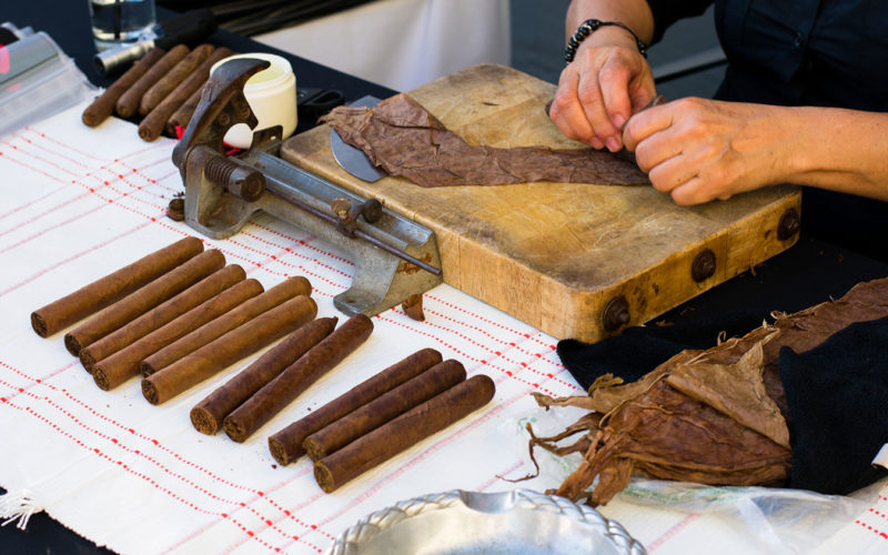 Cigar rolling demonstration at Southwest #Heartoftravel event in the FATVillage Arts District