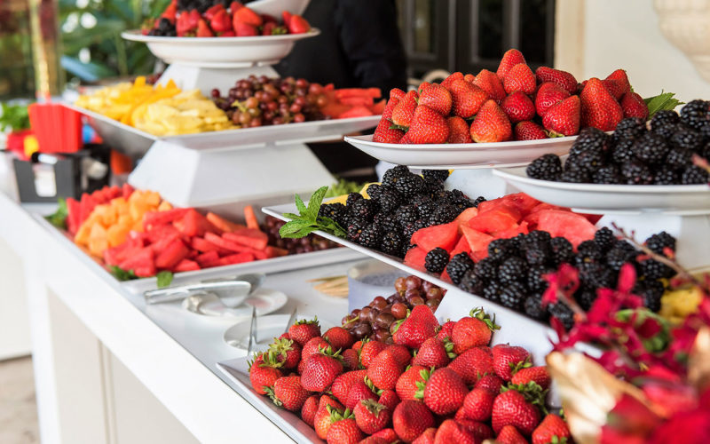 Fresh fruit grazing platters at Urban Decay Naked Heat product launch on Star Island