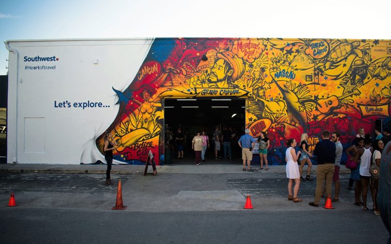 Southwest commissioned artist Ruben Ubiera to create an internationally inspired mural on FATVillage to celebrate their new international terminal at FLL