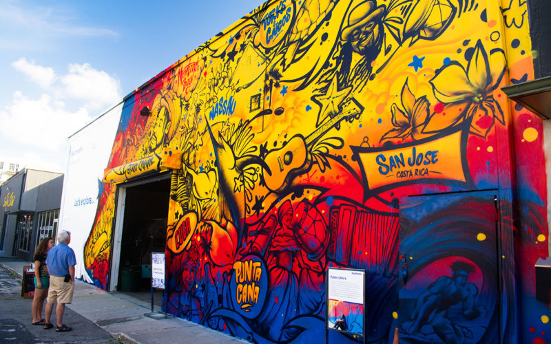 Southwest commissioned artist Ruben Ubiera to create an internationally inspired mural on FATVillage to celebrate their new international terminal at FLL