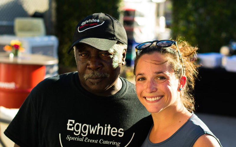 Eggwhites' Catering Manager Sarah Lampner with Chef Pierre at the Southwest #Heartoftravel event in the FATVillage Arts District