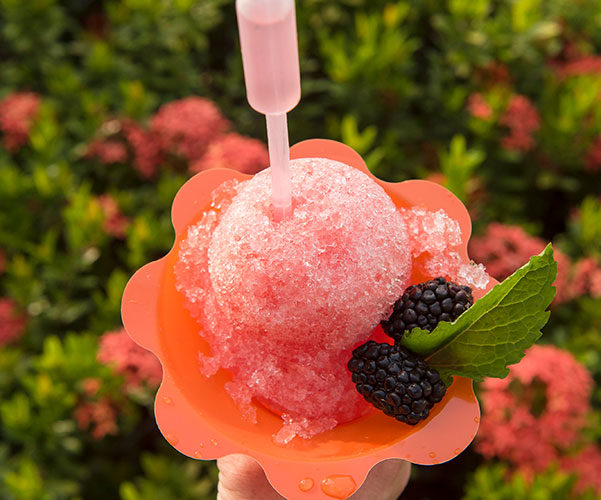 Boozy Blackberry Vodka sno-cones were served at the Urban Decay Naked Heat product launch on Star Island