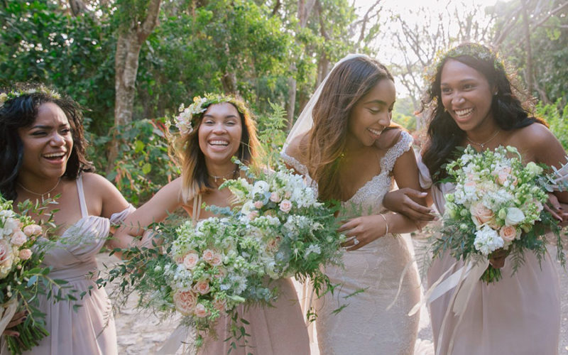 Youthful and carefree bridesmaid style at Wendy and Marc's Deering Estate wedding in Miami