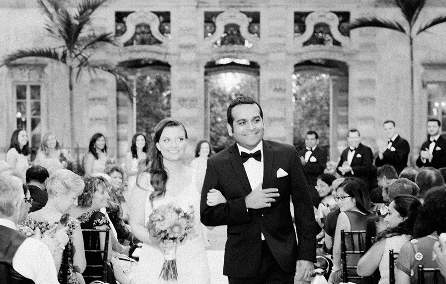 Molly and Raj wedding ceremony at Vizcaya in Miami