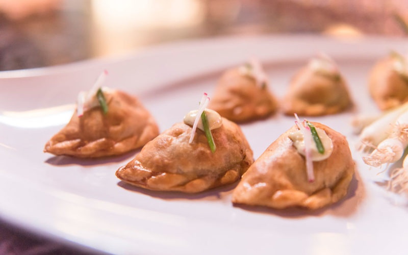 Wynwood Catering | Eggwhites Special Event Catering served Mini Beef Empanadas with Green Chile Ribbon