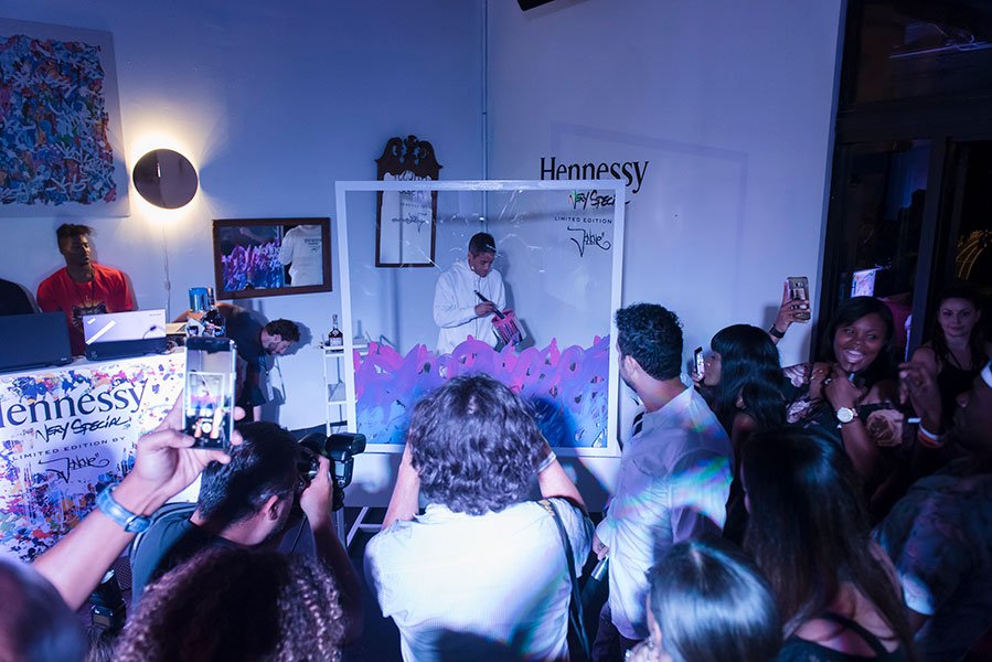 JonOne gives a live art performance at Hennessy VS Limited Edition by JonOne event at Cafeina Wynwood