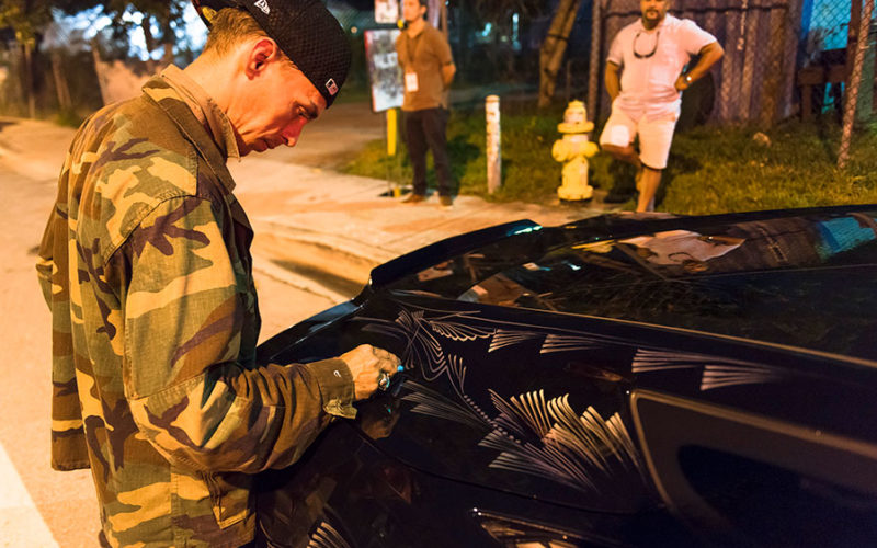 Miami street artist Jona Cerwinske at Hennessy VS Limited Edition by JonOne event at Cafeina Wynwood