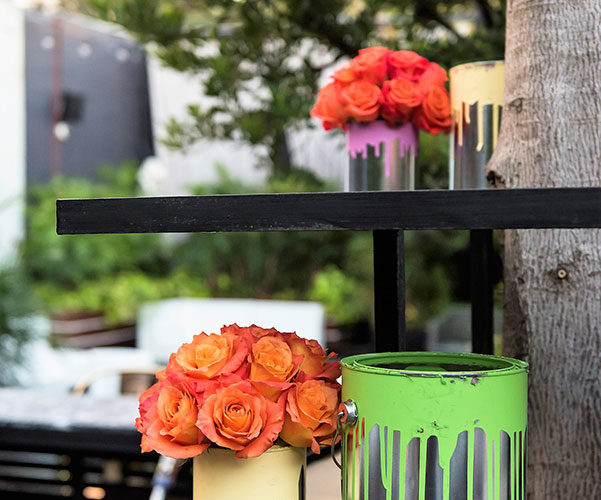 Paint Can Motif Table Décor at Hennessy VS Limited Edition by JonOne party