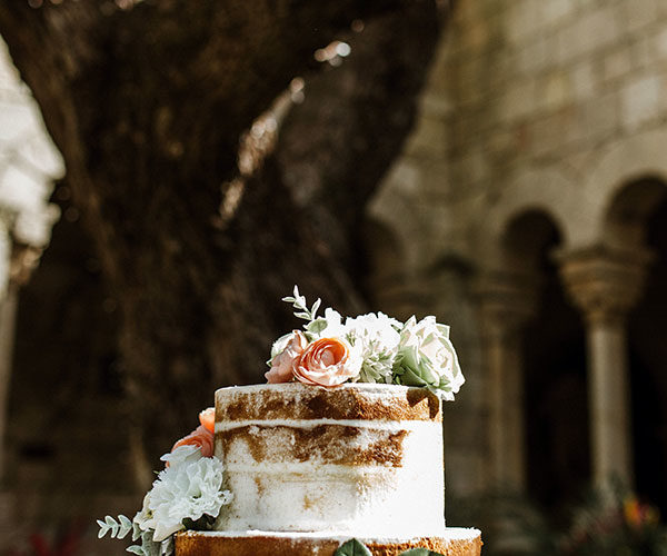Wedding cake on display at the Ancient Spanish Monastery in Miami