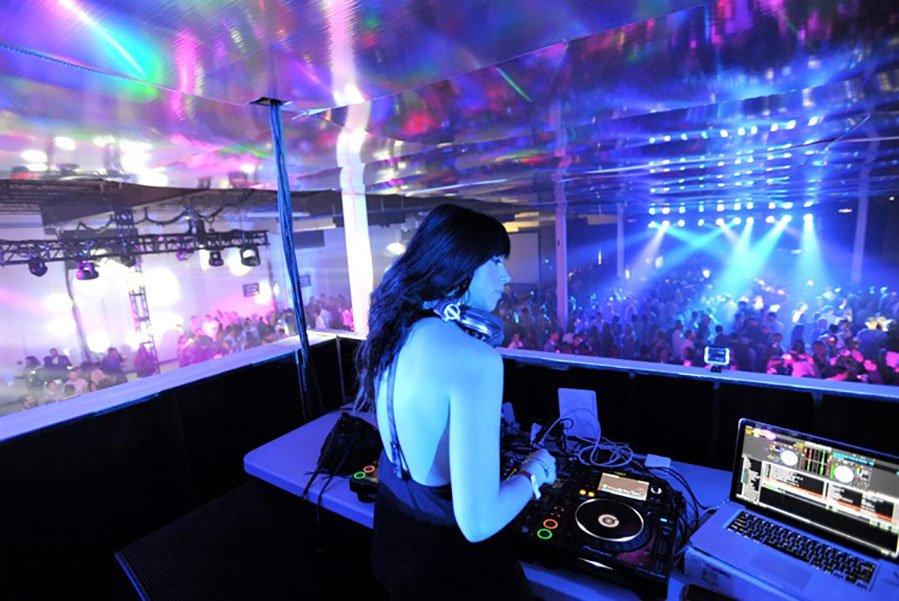 DJ Jessica Who spins tunes at the Absolut X Miami event at Soho Studios