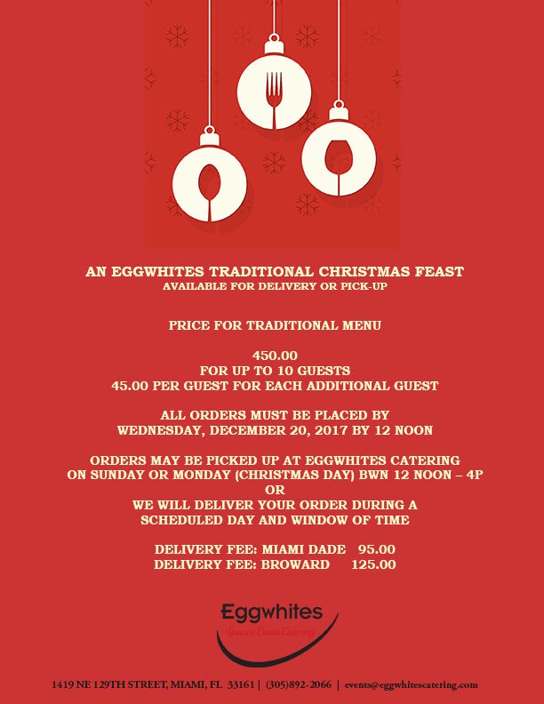 Christmas dinner delivery menu | Eggwhites Catering Miami