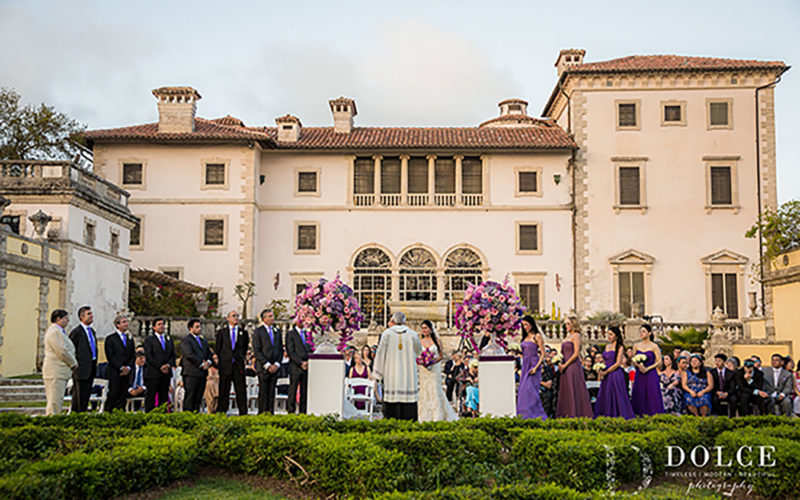 Vizcaya Museum and Gardens provide a stunning backdrop for a Miami wedding