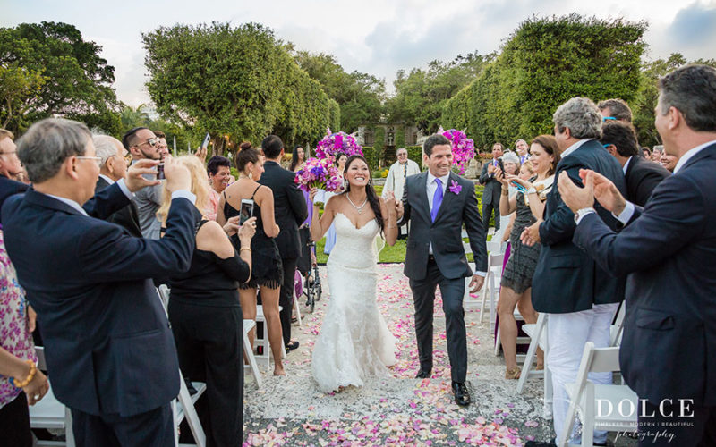 Intimate garden wedding ceremony at Vizcaya Museum & Gardens