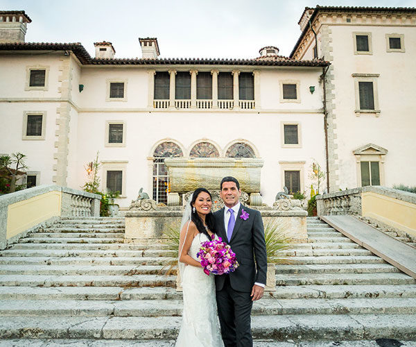 Wedding portrait at Vizcaya Museum and Gardens