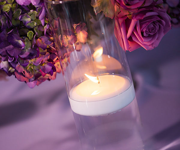 Candle table décor at Vizcaya wedding