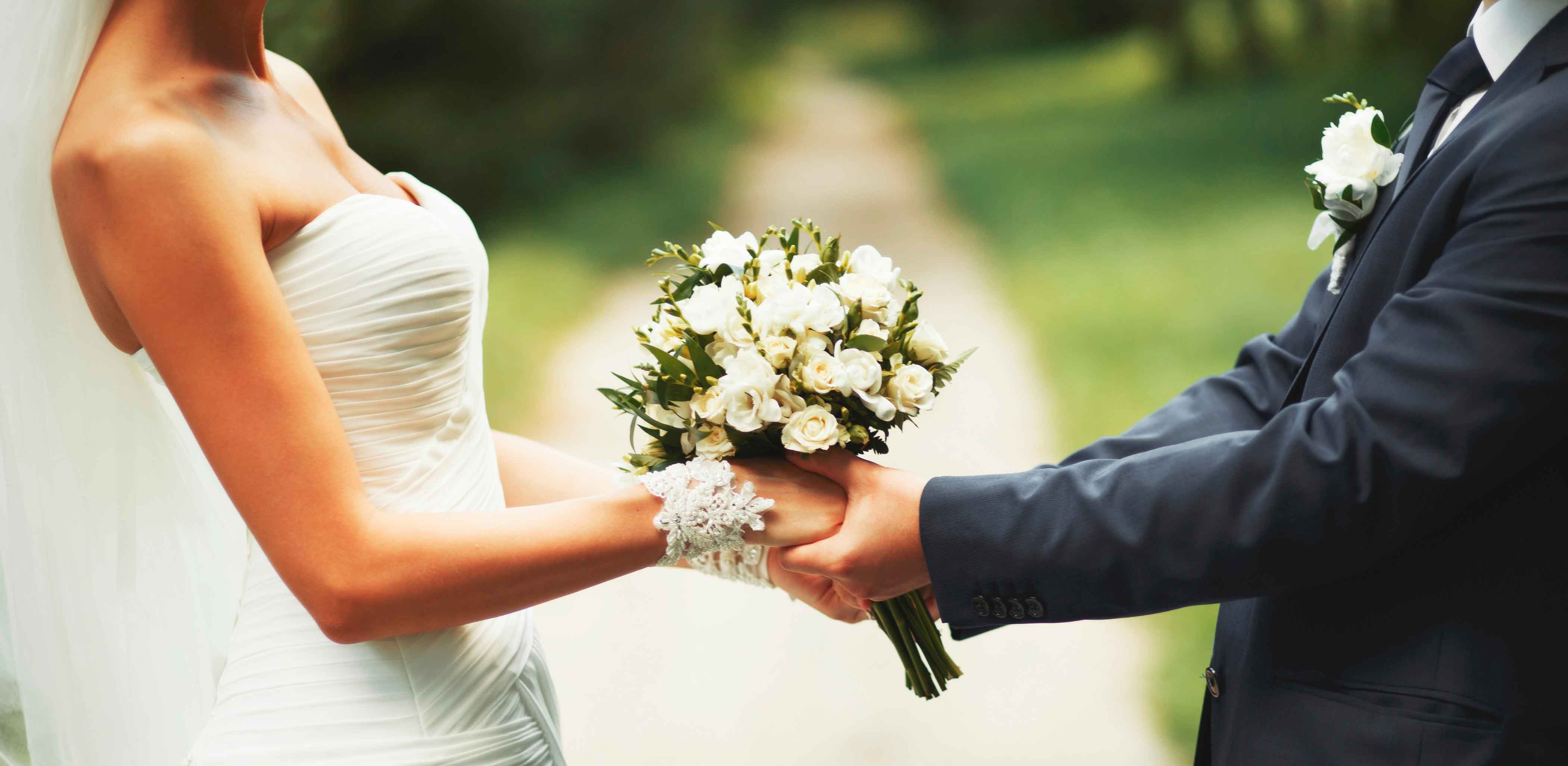 Young wedding couple. Groom and bride together.