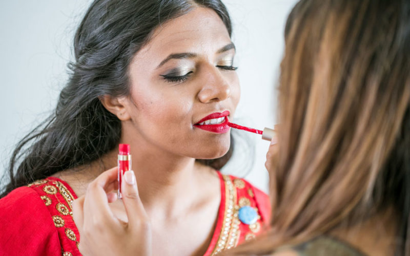 Indian Bridal Make-Up | The color red is often used in Indian weddings, symbolizing fertility and prosperity