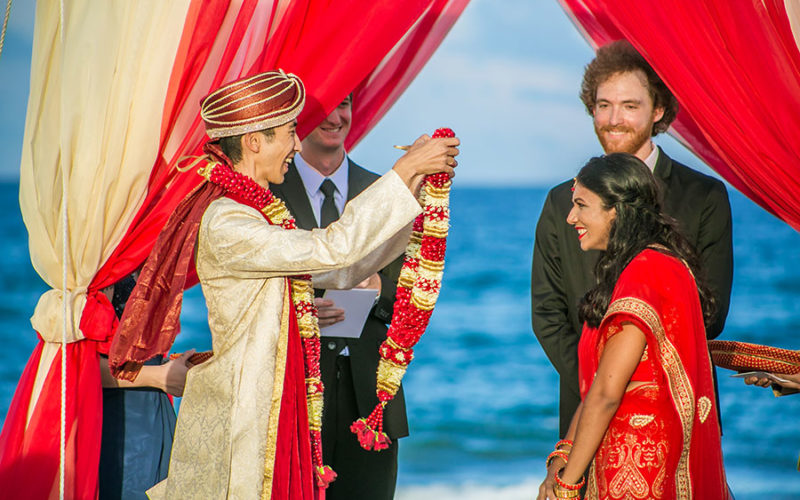 The exchange of Varmalas represents the acceptance and union of a couples nuptials