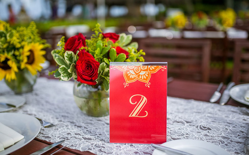 Table number at outdoor Indian wedding reception
