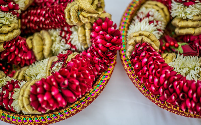 Indian Wedding Ceremony at Wright by the Sea | Close-up of Varmalas