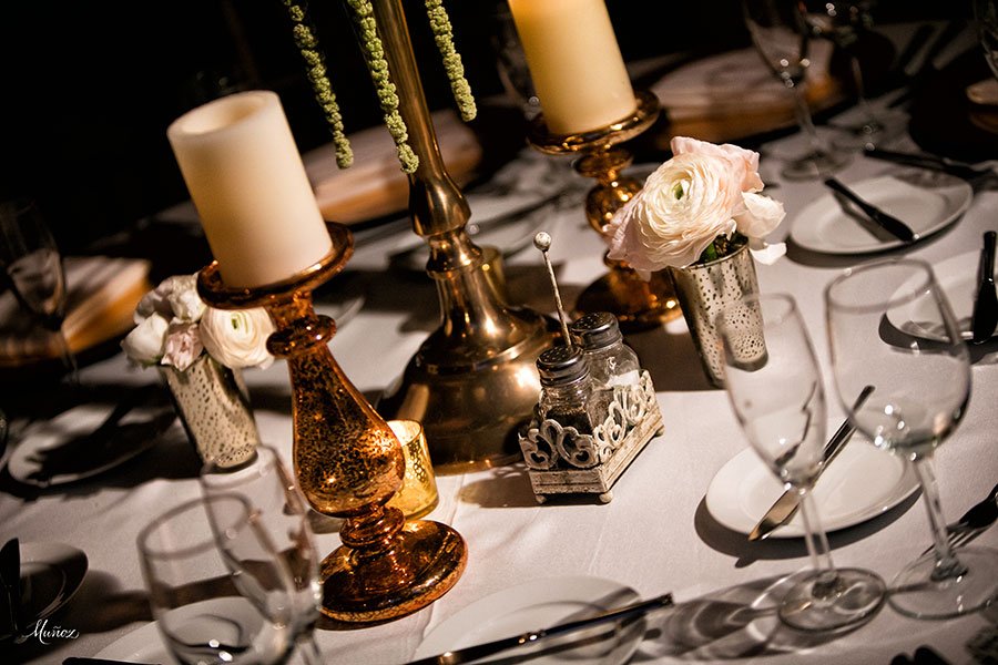 Eco-friendly wedding decor | vintage candle holders