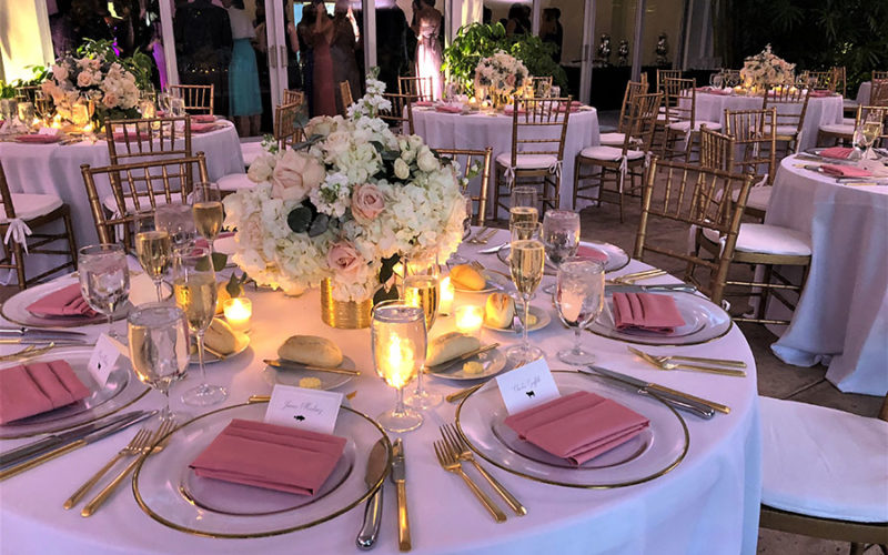 Candlelit wedding reception at miami Beach Botanical Garden