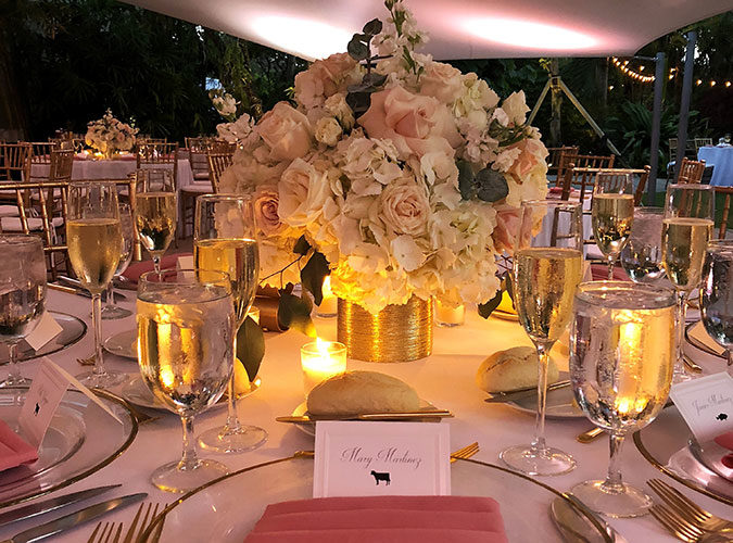 Candlelit wedding reception at miami Beach Botanical Garden