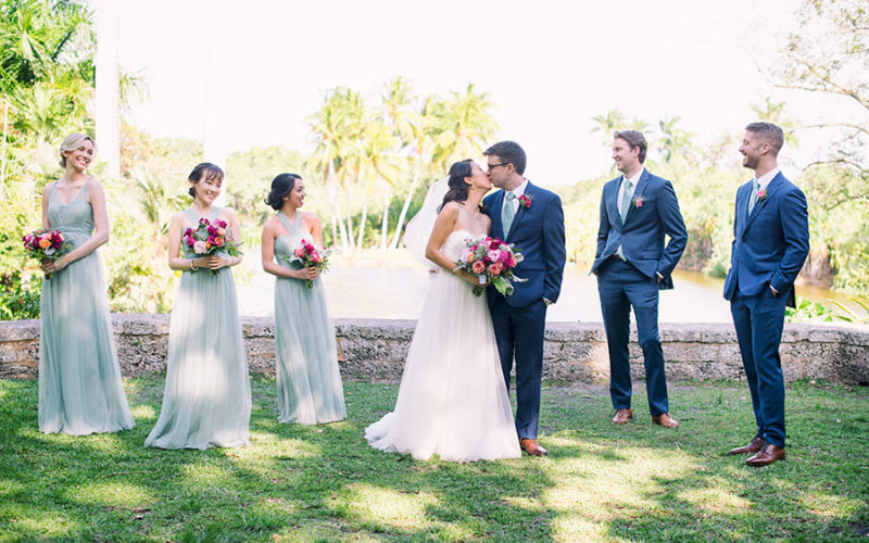 Bridal party at Fairchild Tropical Botanic Garden wedding ceremony | Jiwon and Matt