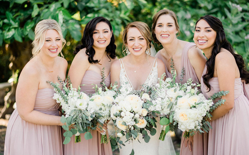 bridesmaids at botanical garden wedding miami beach