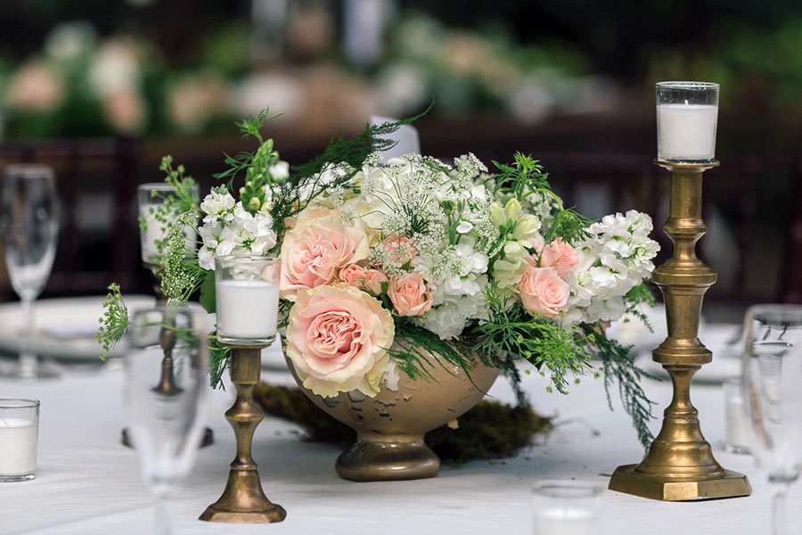 Eco-friendly wedding decor | Whimsical, shabby chic table top decor