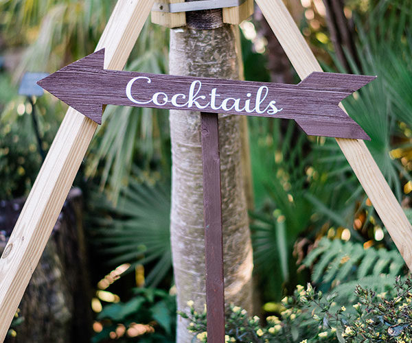 cocktail directional sign | Miami Beach Botanical Gardens wedding
